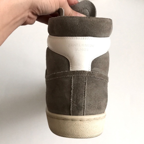Saint Laurent Grey Suede High Top Sneakers SL/02H - Picture 4 of 14